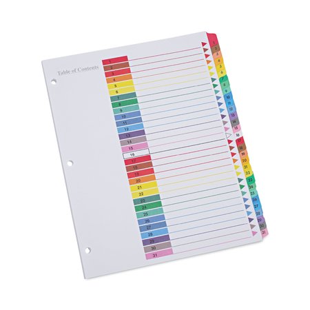 UNIVERSAL ONE Numerical Index Tab 8-1/2 x 11", 1-31, Multicolor UNV24814